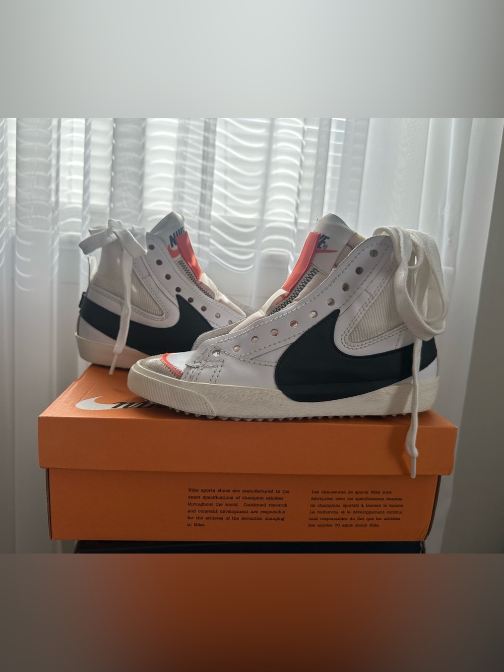 Nike Blazer High-Top Shoes White Black with Orange Accents